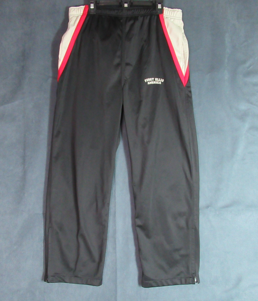Vintage 90s Perry Ellis America Active Athletic Track Pants Mens XL Black Sports